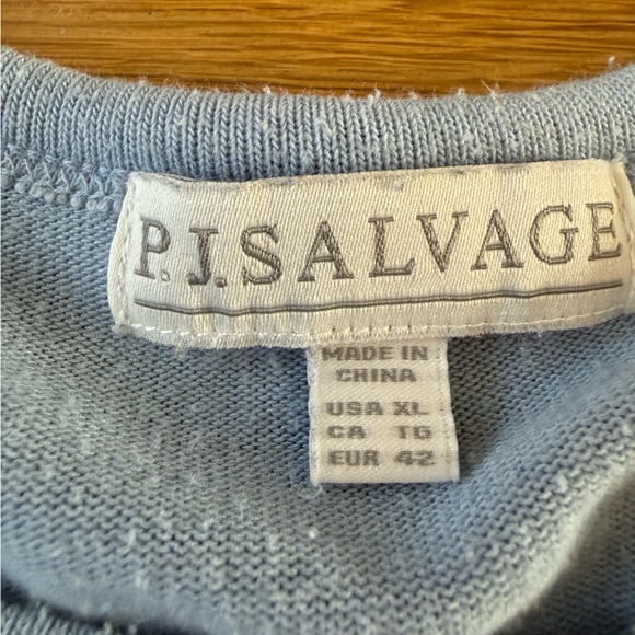 P.J. Salvage Blue Tie Dye Stripe Oversized Women's Lounge Sweatshirt Top XL - Picture 4 of 7